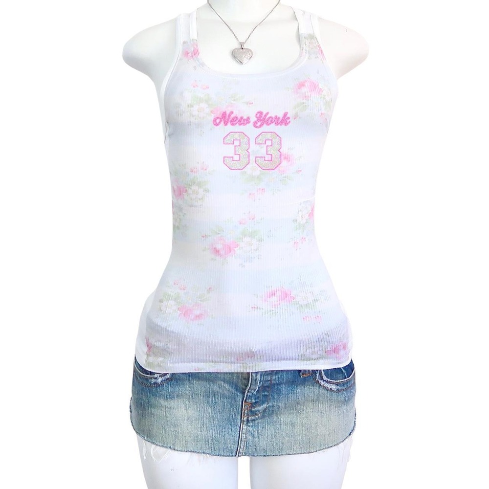 y2k new york baby tank top floral